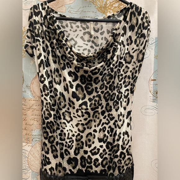 Bella D Vintage Paper Tag 80’s Leppard Print Dress Mini Faux Leather Womens Med - Picture 4 of 7